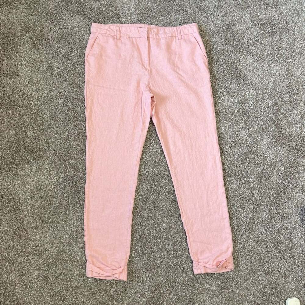Baby Pink Linen Blend Coastal Scandinavian Resortwear Romatic Pastel Pants 44